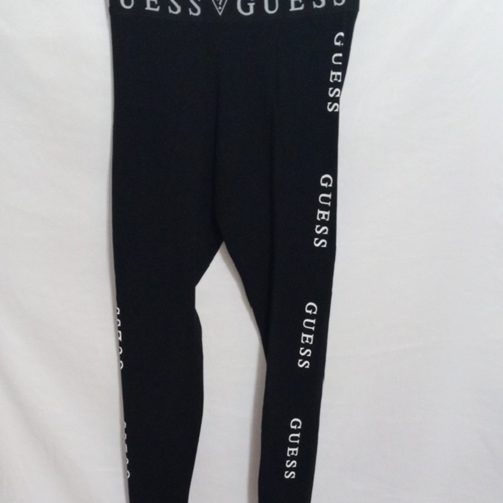 Guess Black  Ankle Leggings with White Logo - Picture 3 of 5